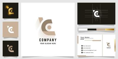 Letter ic or tc monogram logo with business card design vector