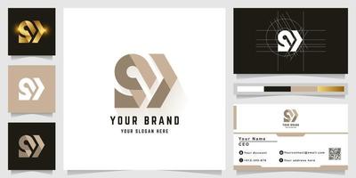 Letter SY or SI monogram logo with business card design vector