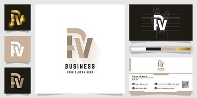 Letter PV or RV monogram logo with business card design vector