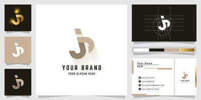 Letter jp or js monogram logo with business card design vector