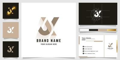 Letter jX or jK monogram logo with business card design vector