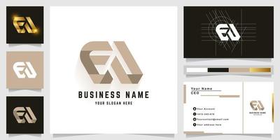 Letter EW or EJ monogram logo with business card design vector
