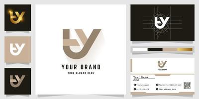 Letter tY or tV monogram logo with business card design vector