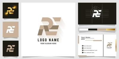 Letter RE or PE monogram logo with business card design vector