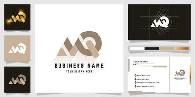 Letter MQ or MR monogram logo with business card design vector