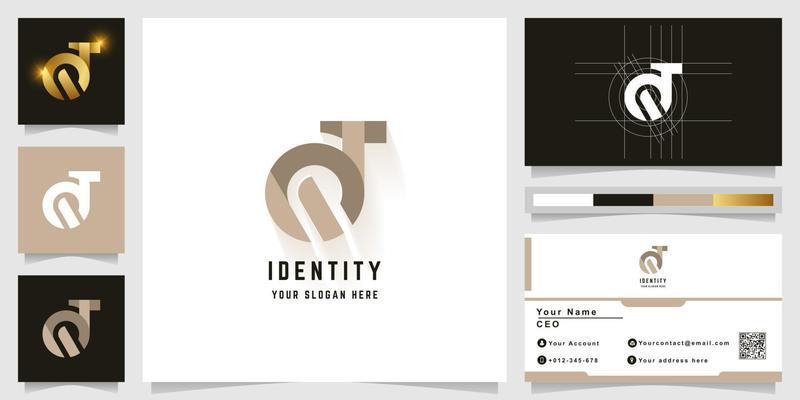 Letter QT or OJ monogram logo with business card design