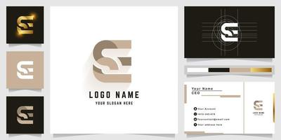 Letter E or SE monogram logo with business card design vector