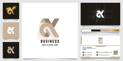 Letter aX or GX monogram logo with business card design vector