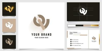 Letter QV or OV monogram logo with business card design vector