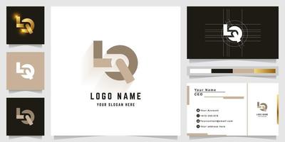 Letter LQ or LR monogram logo with business card design vector