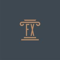 monograma inicial fx para logotipo de bufete de abogados con diseño de pilar vector