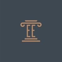 EE initial monogram for lawfirm logo with pillar design vector