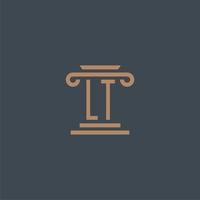 LT initial monogram for lawfirm logo with pillar design vector