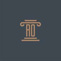 RO initial monogram for lawfirm logo with pillar design vector