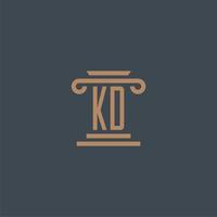 KD initial monogram for lawfirm logo with pillar design vector