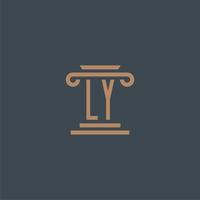 LY initial monogram for lawfirm logo with pillar design vector