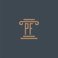 PF initial monogram for lawfirm logo with pillar design vector