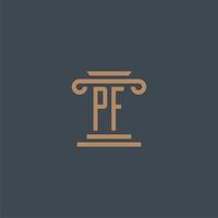 PF initial monogram for lawfirm logo with pillar design vector