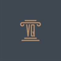 VQ initial monogram for lawfirm logo with pillar design vector