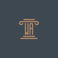 WA initial monogram for lawfirm logo with pillar design vector