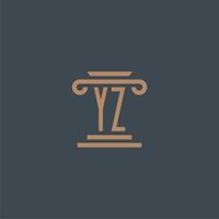 YZ initial monogram for lawfirm logo with pillar design vector