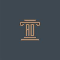 AD initial monogram for lawfirm logo with pillar design vector