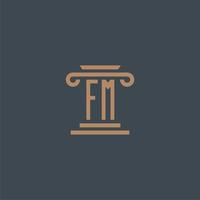 FM initial monogram for lawfirm logo with pillar design vector