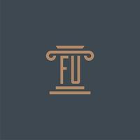 FU initial monogram for lawfirm logo with pillar design vector