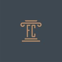 FC initial monogram for lawfirm logo with pillar design vector