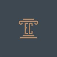 EC initial monogram for lawfirm logo with pillar design vector