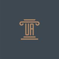 UA initial monogram for lawfirm logo with pillar design vector