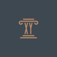 XY initial monogram for lawfirm logo with pillar design vector