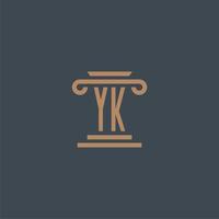 YK initial monogram for lawfirm logo with pillar design vector