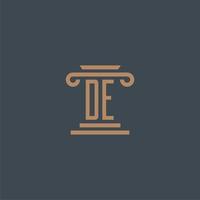 DE initial monogram for lawfirm logo with pillar design vector