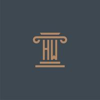 HW initial monogram for lawfirm logo with pillar design vector