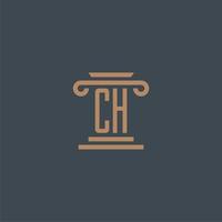 monograma inicial ch para logotipo de bufete de abogados con diseño de pilar vector