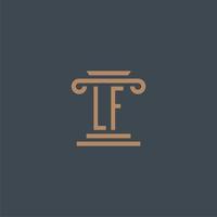 Monograma inicial lf para logotipo de bufete de abogados con diseño de pilar vector