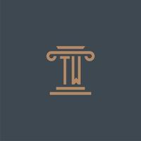 TW initial monogram for lawfirm logo with pillar design vector