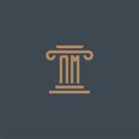 NM initial monogram for lawfirm logo with pillar design vector