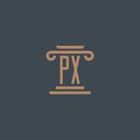 monograma inicial px para logotipo de bufete de abogados con diseño de pilar vector