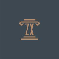 ZX initial monogram for lawfirm logo with pillar design vector