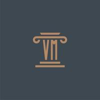 VM initial monogram for lawfirm logo with pillar design vector