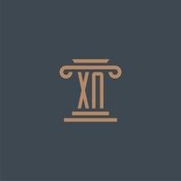 XN initial monogram for lawfirm logo with pillar design vector