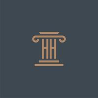 HH initial monogram for lawfirm logo with pillar design vector