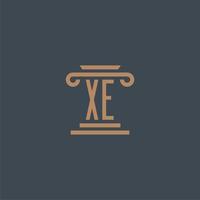 XE initial monogram for lawfirm logo with pillar design vector