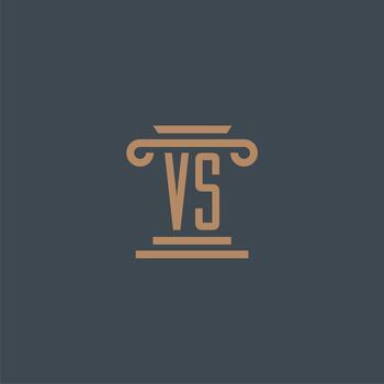 VS initial monogram for lawfirm logo with pillar design vector
