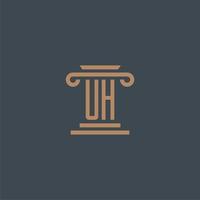 UH initial monogram for lawfirm logo with pillar design vector