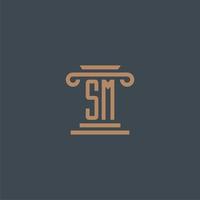 SM initial monogram for lawfirm logo with pillar design vector