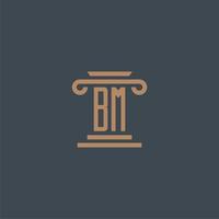 BM initial monogram for lawfirm logo with pillar design vector