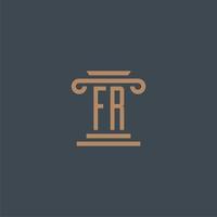 FR initial monogram for lawfirm logo with pillar design vector